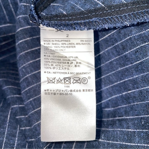 Banana Republic Navy Striped Linen Blend Mini Fit & Flare Dress Size 2 - Picture 6 of 9